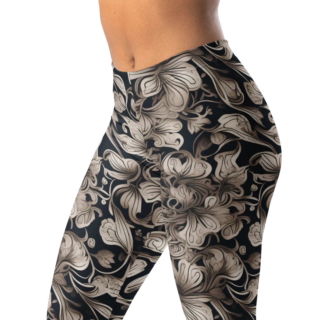 Sepia Bloom on Leggings — Left Front