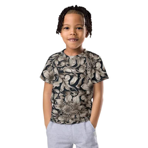 Sepia Bloom on a Kids Crew Neck T-Shirt