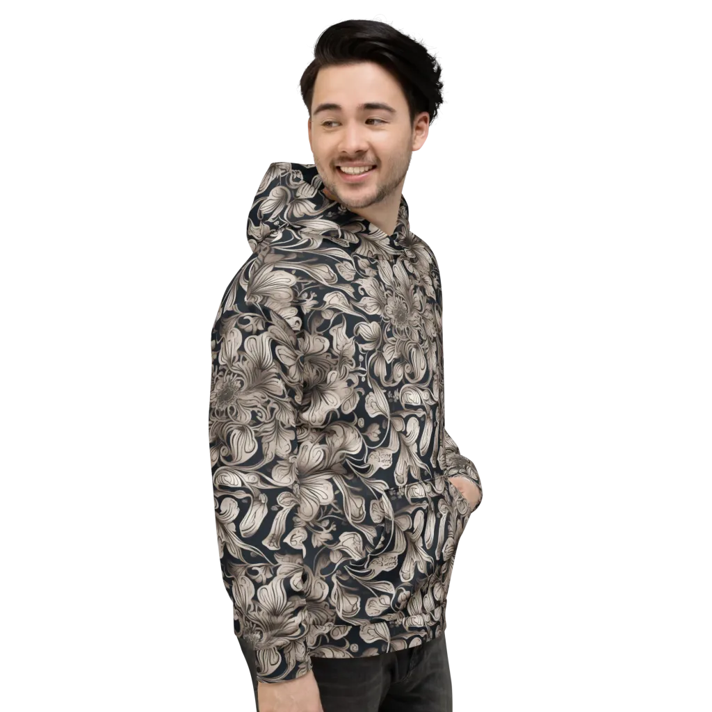Sepia Bloom on Hoodie — Right