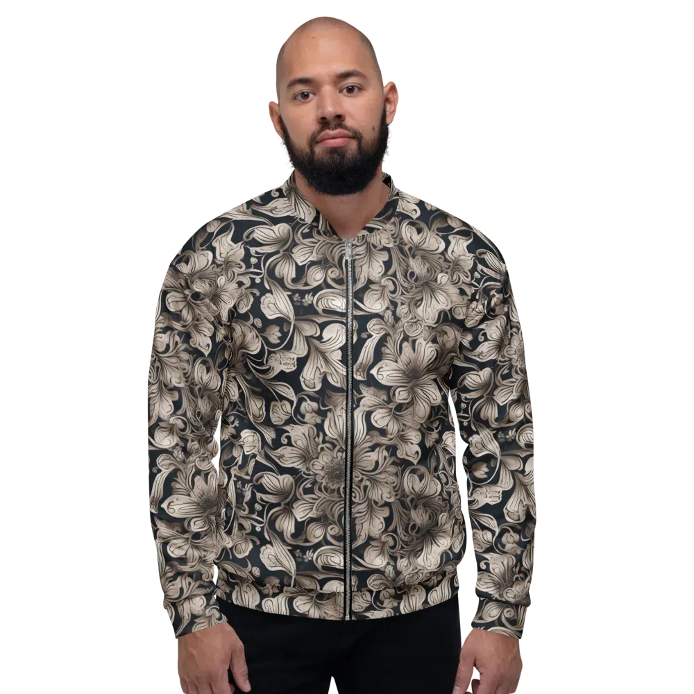 Sepia Bloom on Bomber Jacket — Front