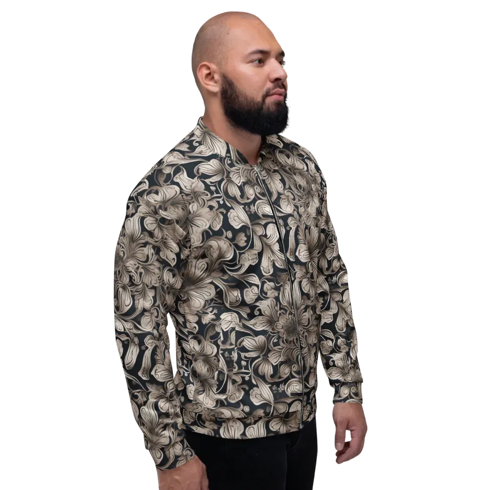 Sepia Bloom on Bomber Jacket — Right