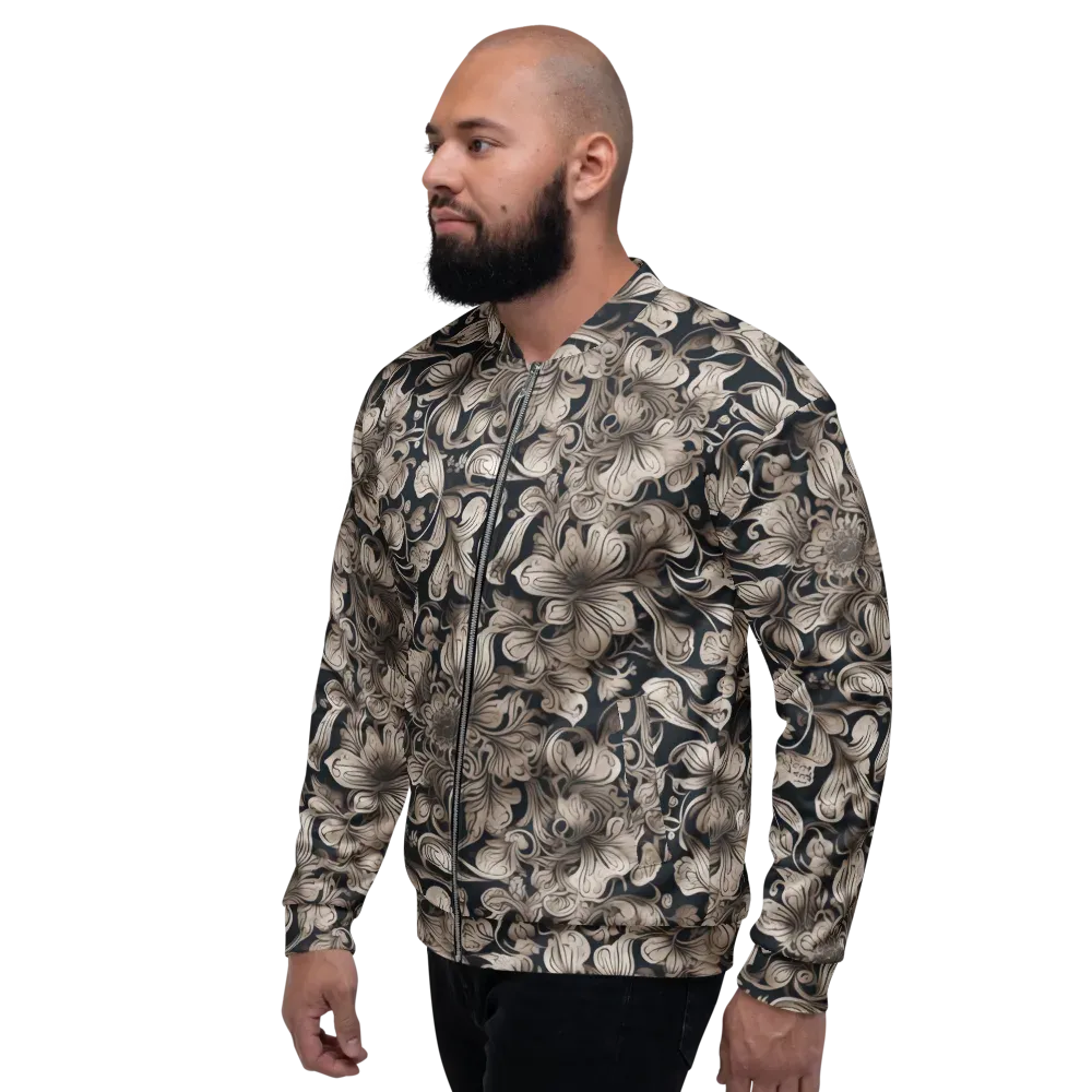 Sepia Bloom on Bomber Jacket — Left