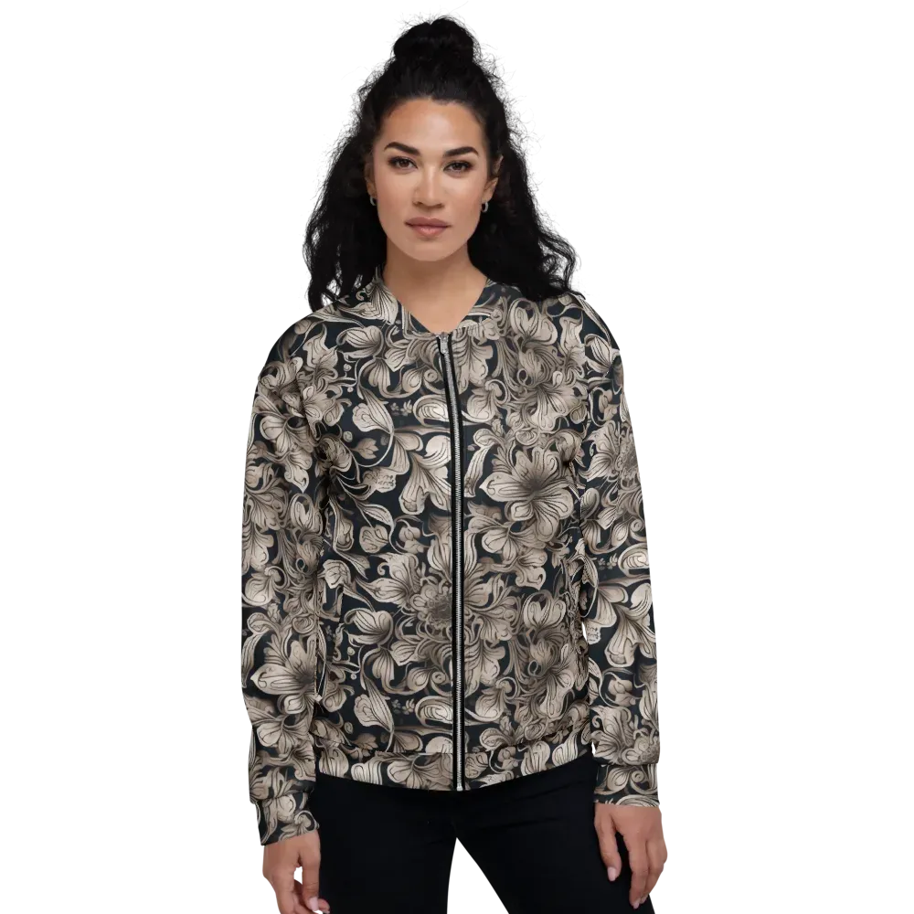 Sepia Bloom on Bomber Jacket — Front