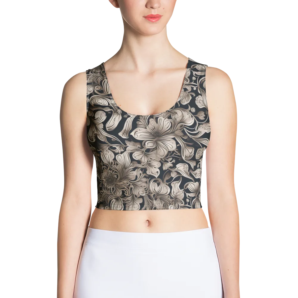 Sepia Bloom on Crop Top — Front
