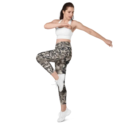 Sepia Bloom on a Leggings with Pockets