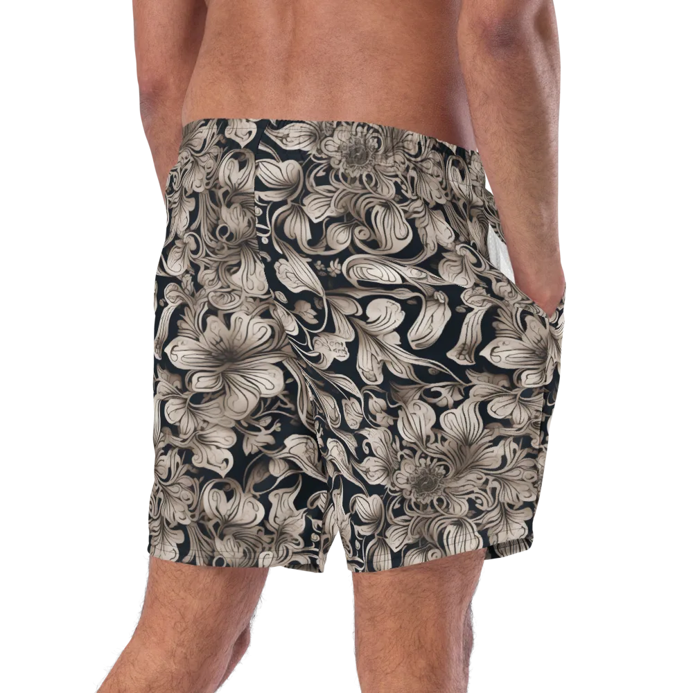 Sepia Bloom on Swim Trunks — Right Back