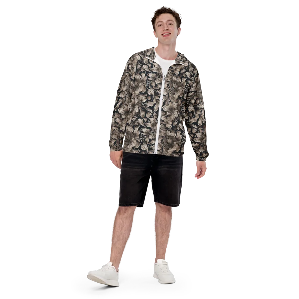 Sepia Bloom on Men's Windbreaker — Front