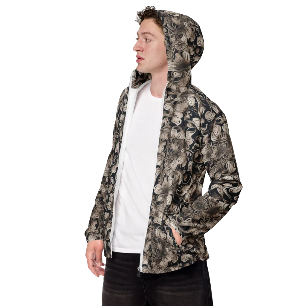 Sepia Bloom on Men's Windbreaker — Left Front