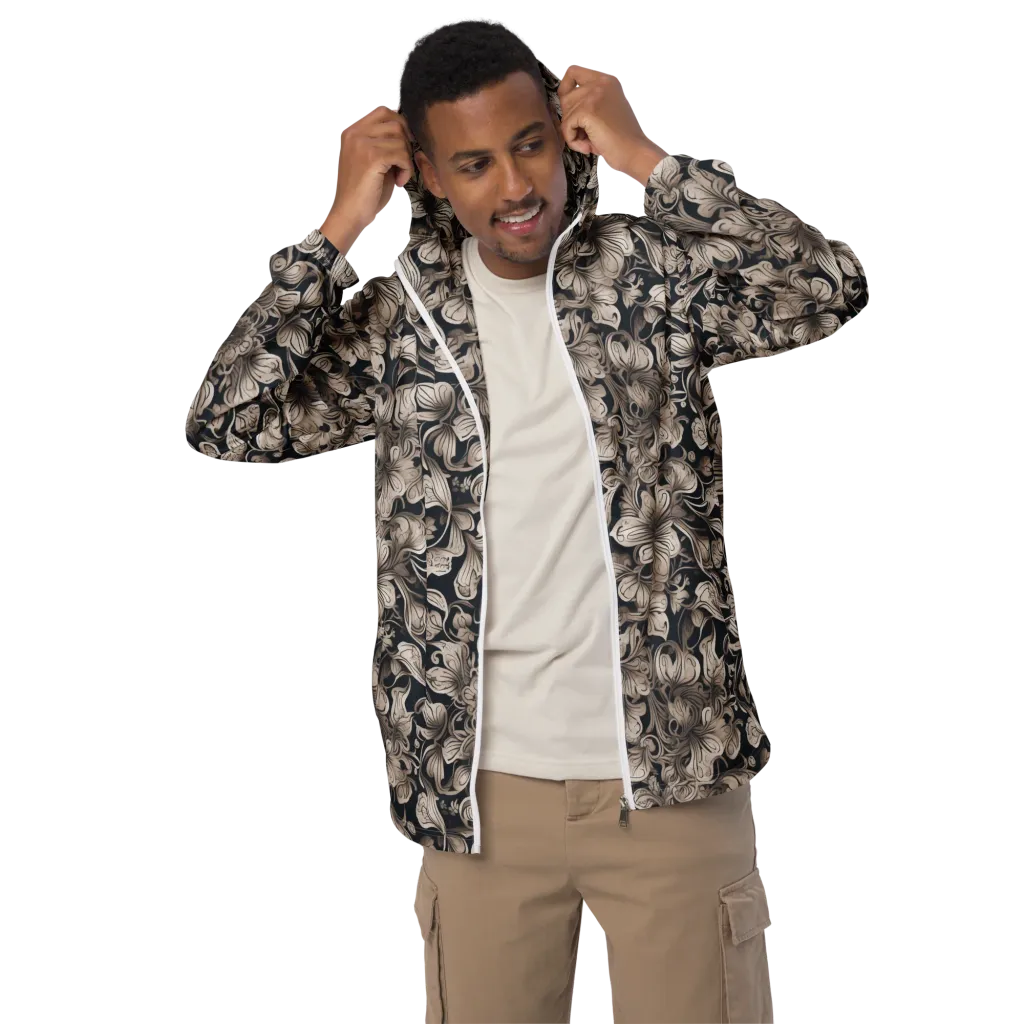 Sepia Bloom on Men's Windbreaker — Front