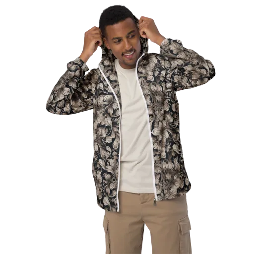 Sepia Bloom on a Men's Windbreaker