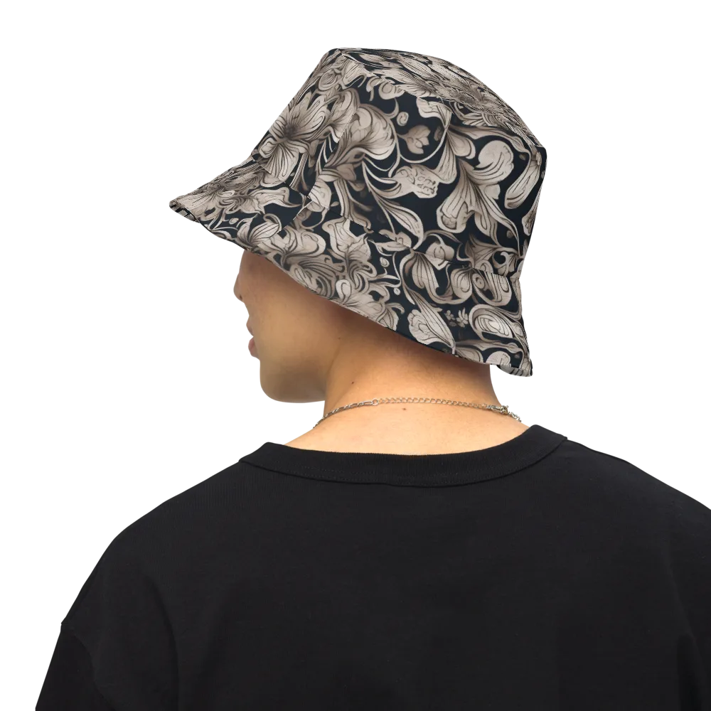 Sepia Bloom on Reversible Bucket Hat — Back Inside