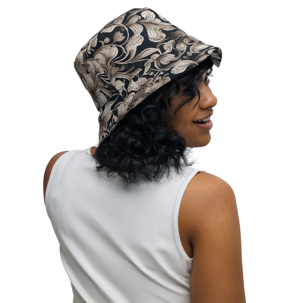 Sepia Bloom on Reversible Bucket Hat — Right Outside