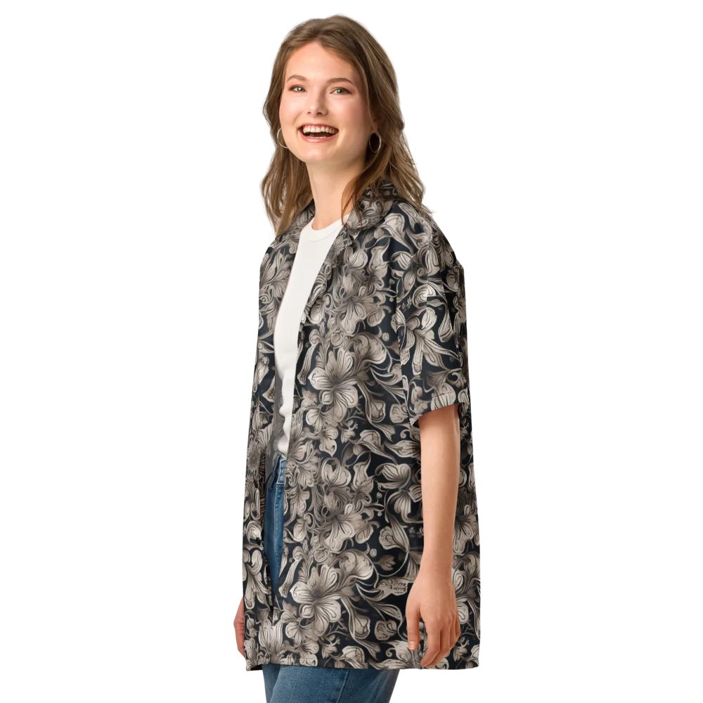 Sepia Bloom on Button Shirt — Left Front