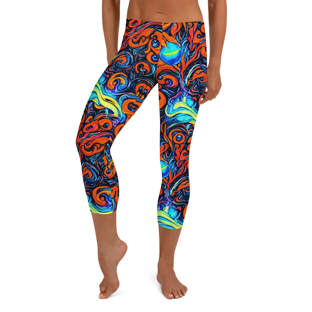 Inferno Current on Capri Leggings — Front