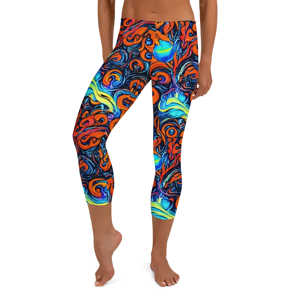 Inferno Current on Capri Leggings — Front