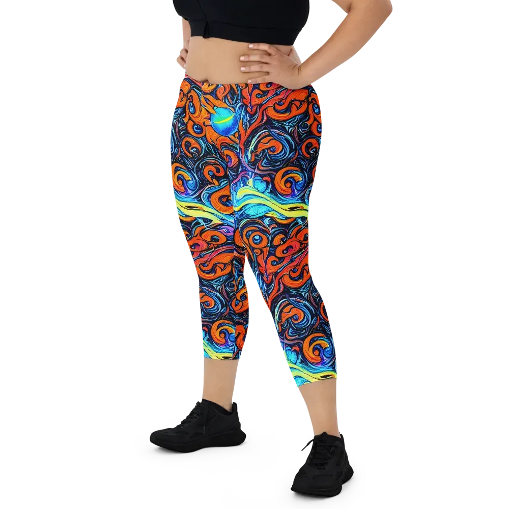 Inferno Current on Capri Leggings — Front