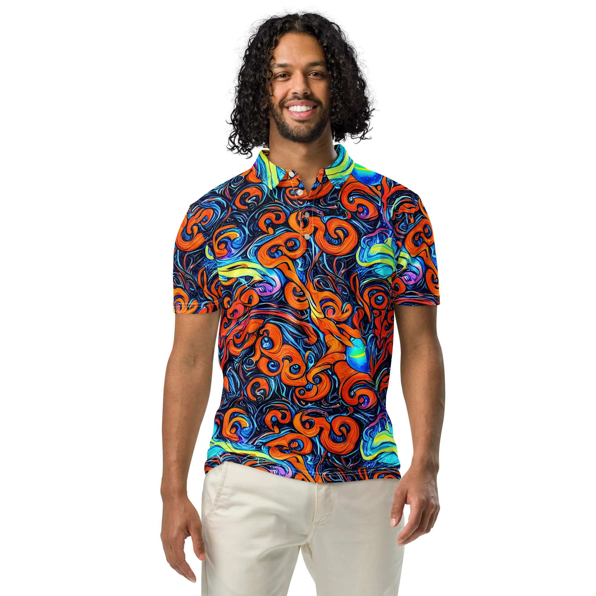 Inferno Current on Men's Slim Fit Polo Shirt — Front