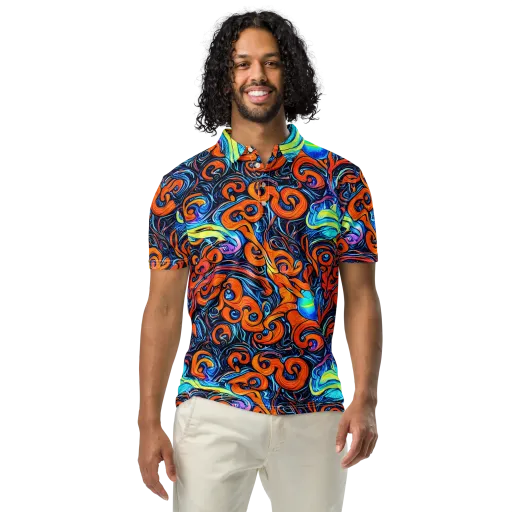 Inferno Current on a Men's Slim Fit Polo Shirt