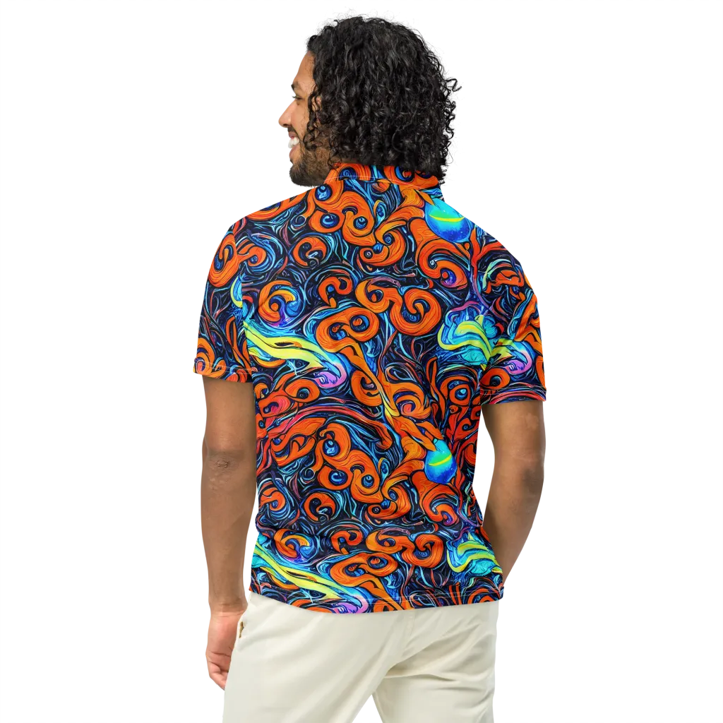 Inferno Current on Men's Slim Fit Polo Shirt — Back