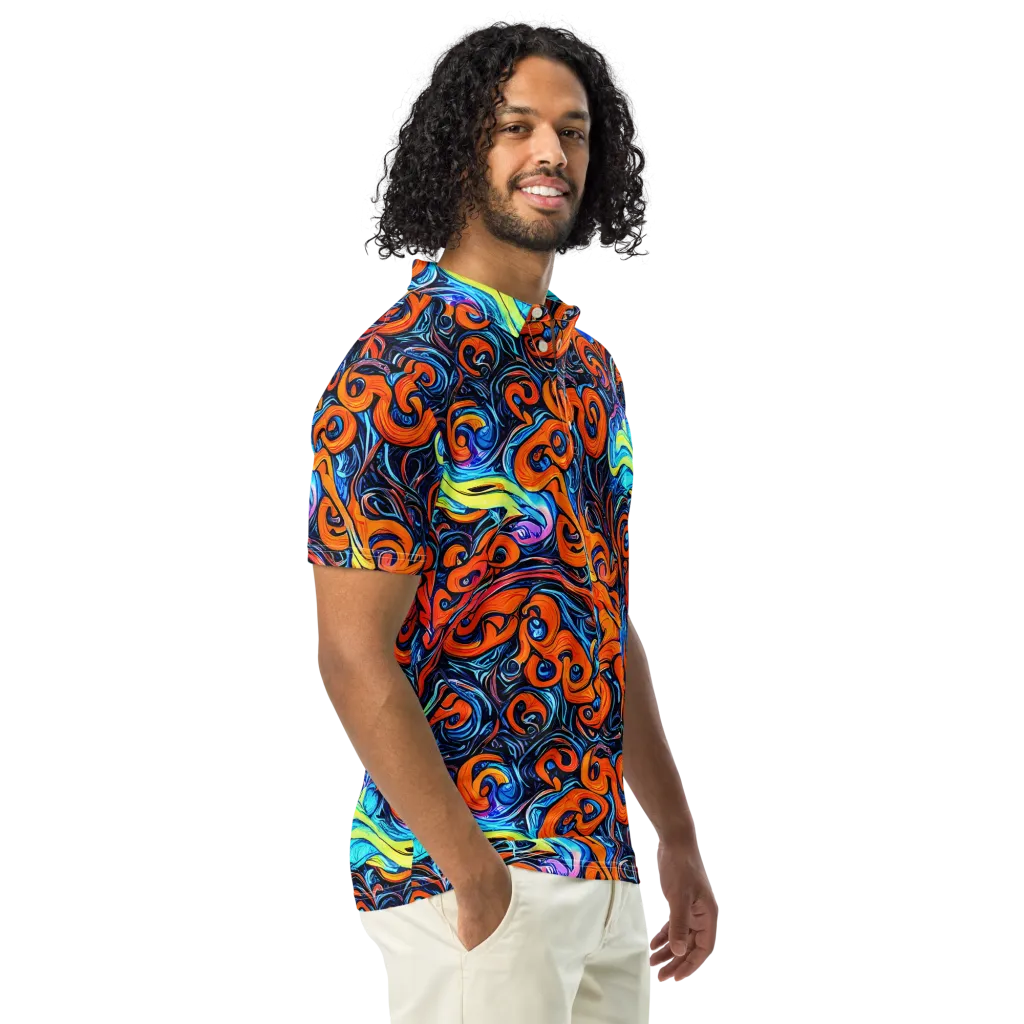 Inferno Current on Men's Slim Fit Polo Shirt — Right Front