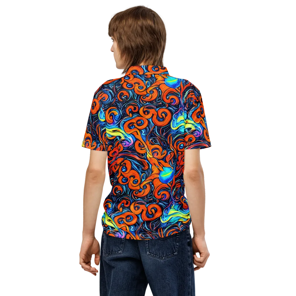 Inferno Current on Men's Slim Fit Polo Shirt — Back
