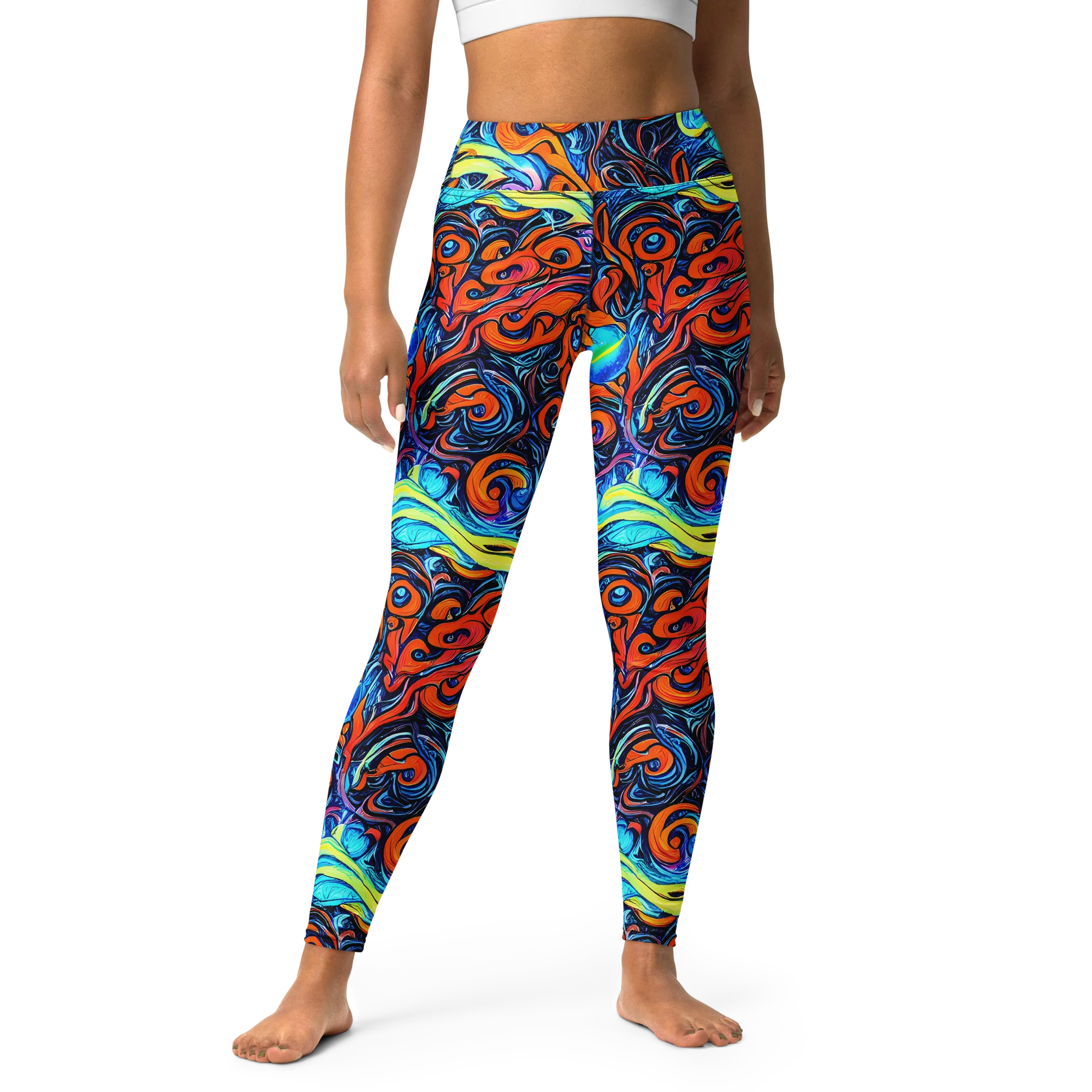 Inferno Current on Yoga Leggings — Front
