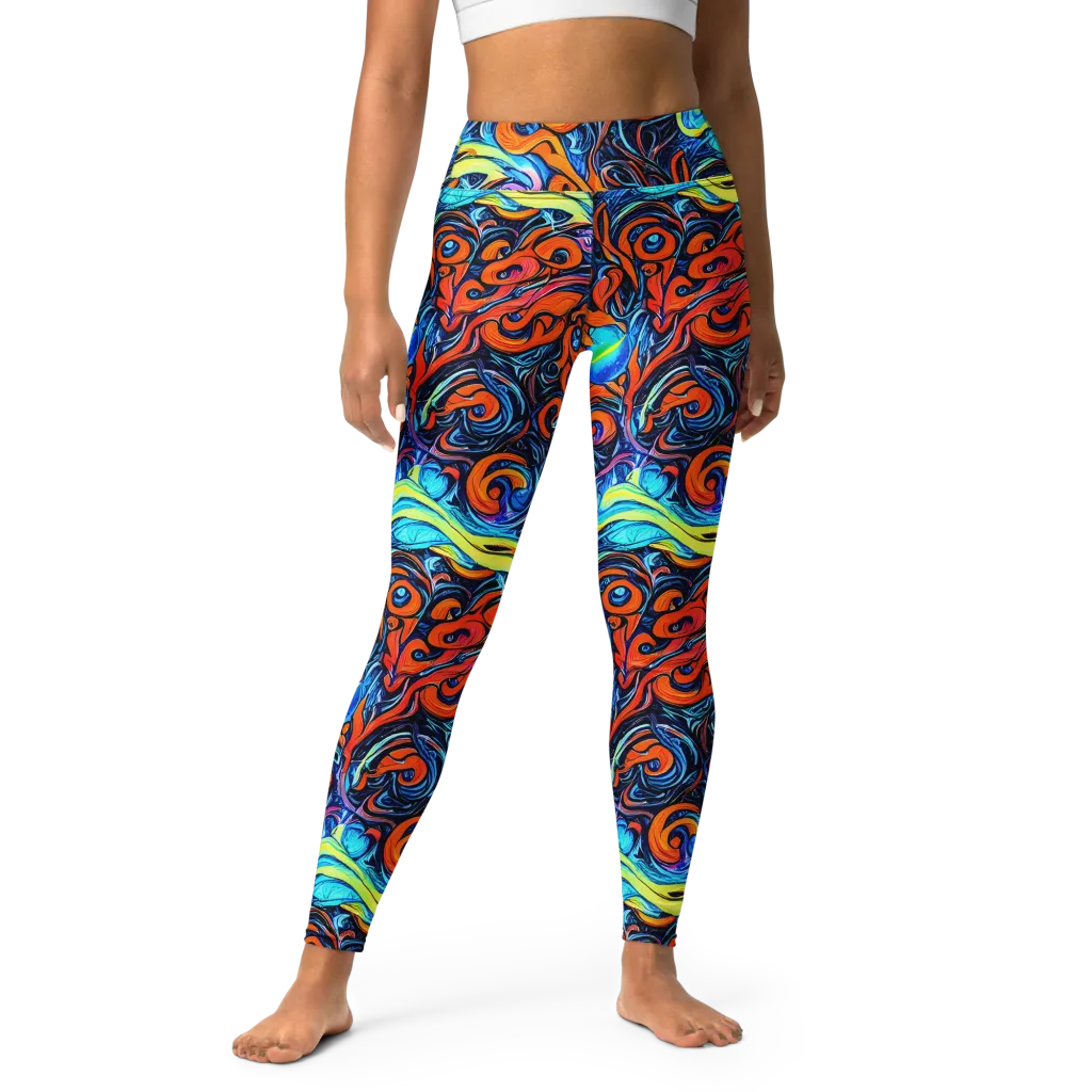 Inferno Current on Yoga Leggings — Front
