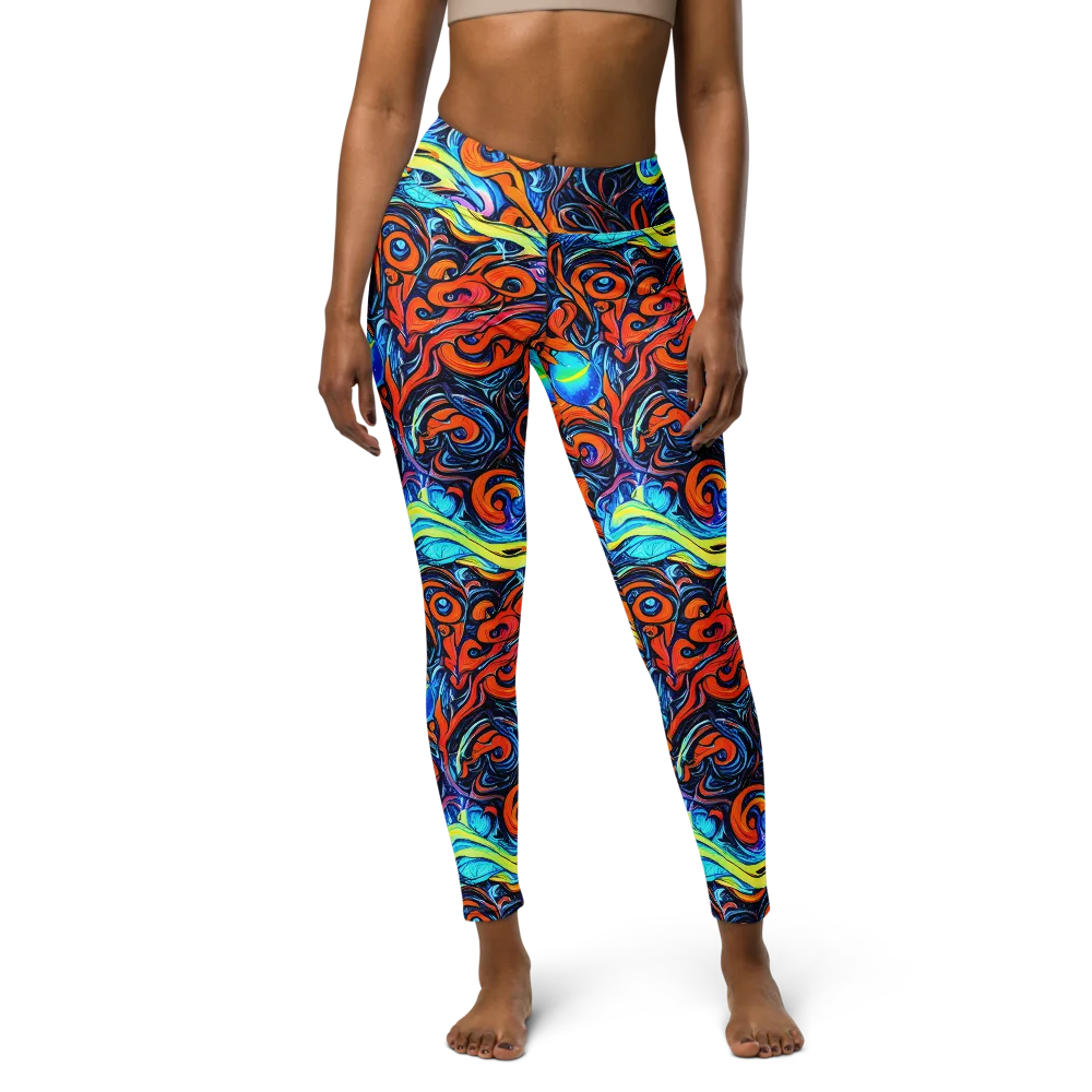 Inferno Current on Yoga Leggings — Front