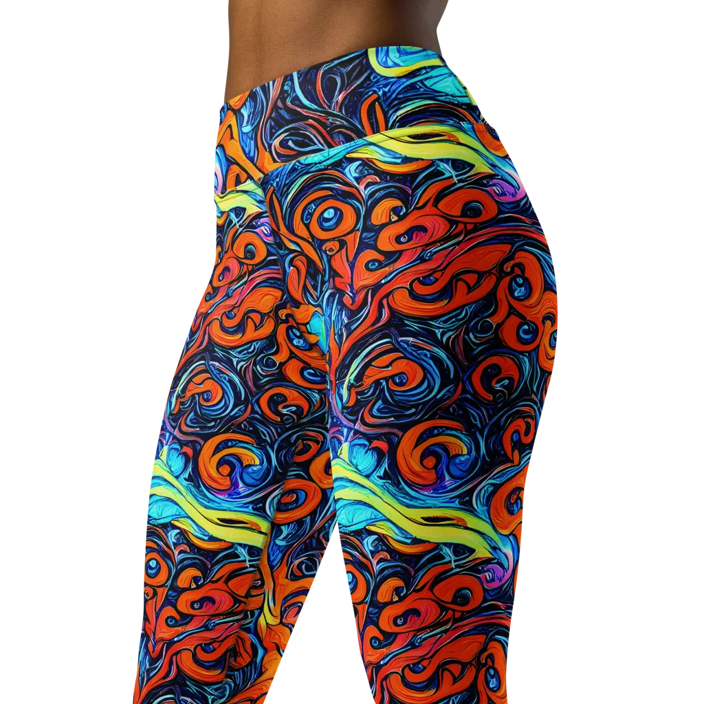 Inferno Current on Yoga Leggings — Left Front