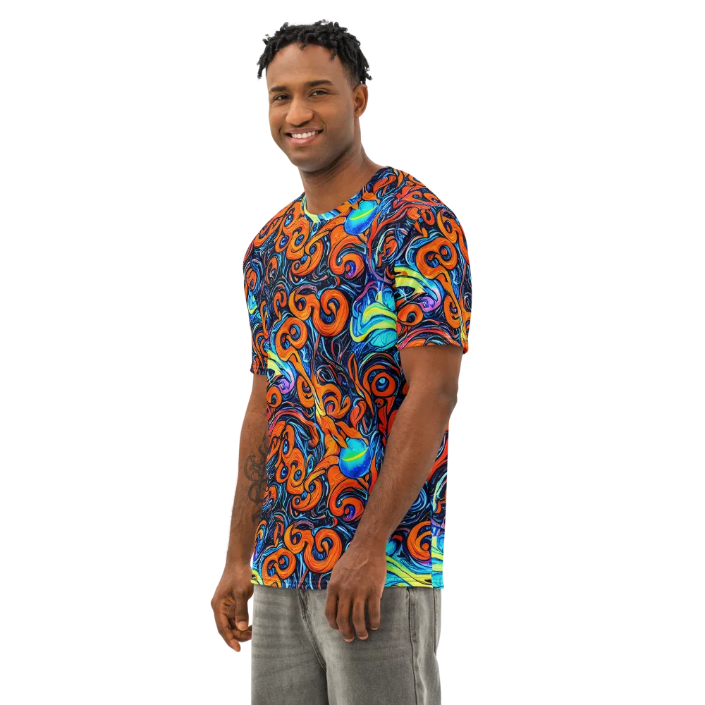 Inferno Current on Men's Cotton Crew Neck T-Shirt — Left Front