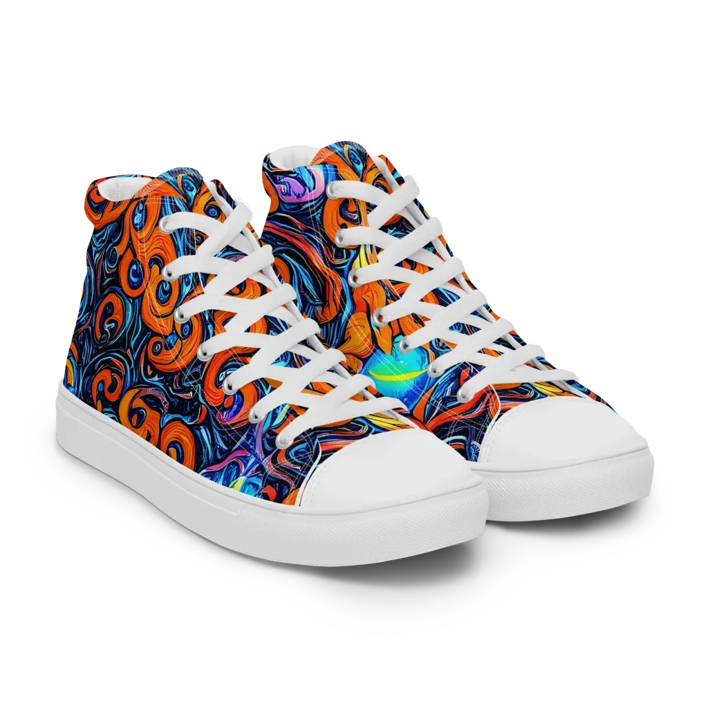 Inferno Current on Men's High Top Canvas Shoes — Right Front