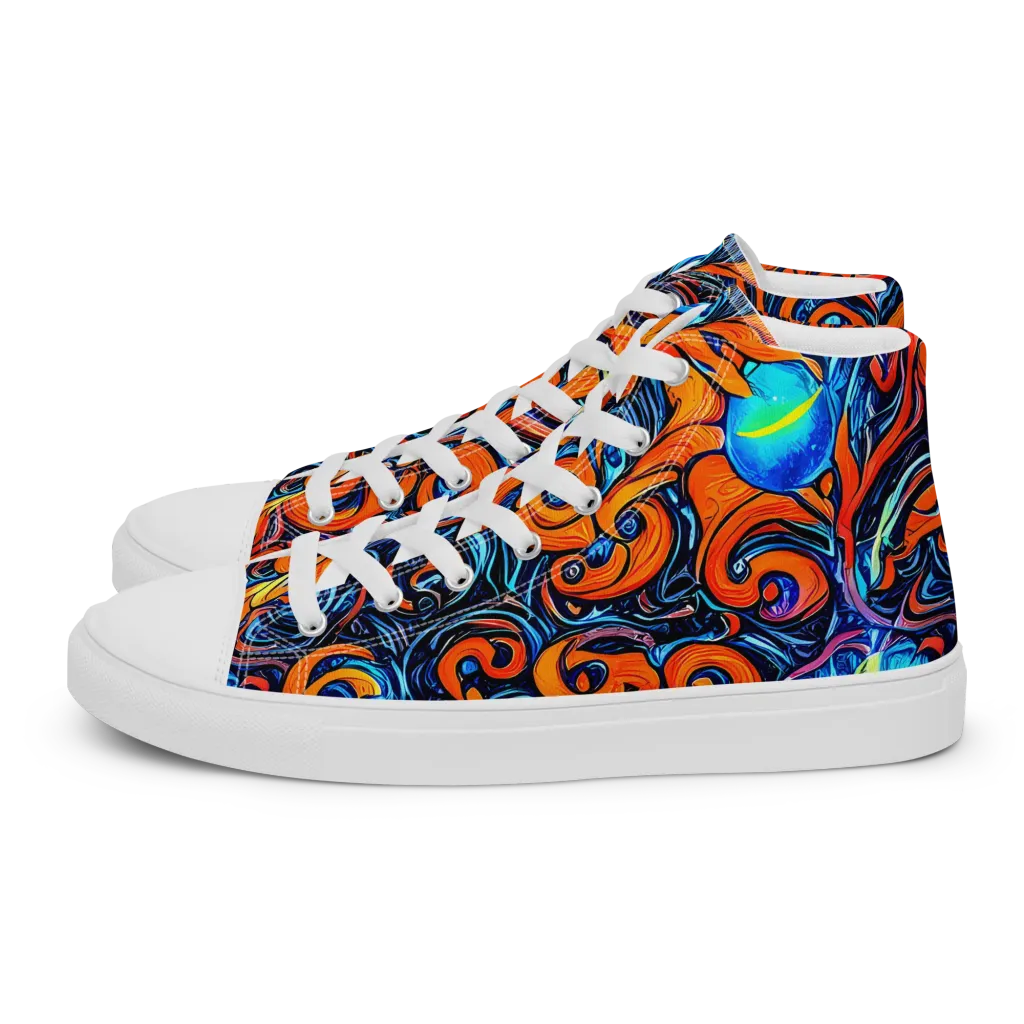 Inferno Current on Men's High Top Canvas Shoes — Left