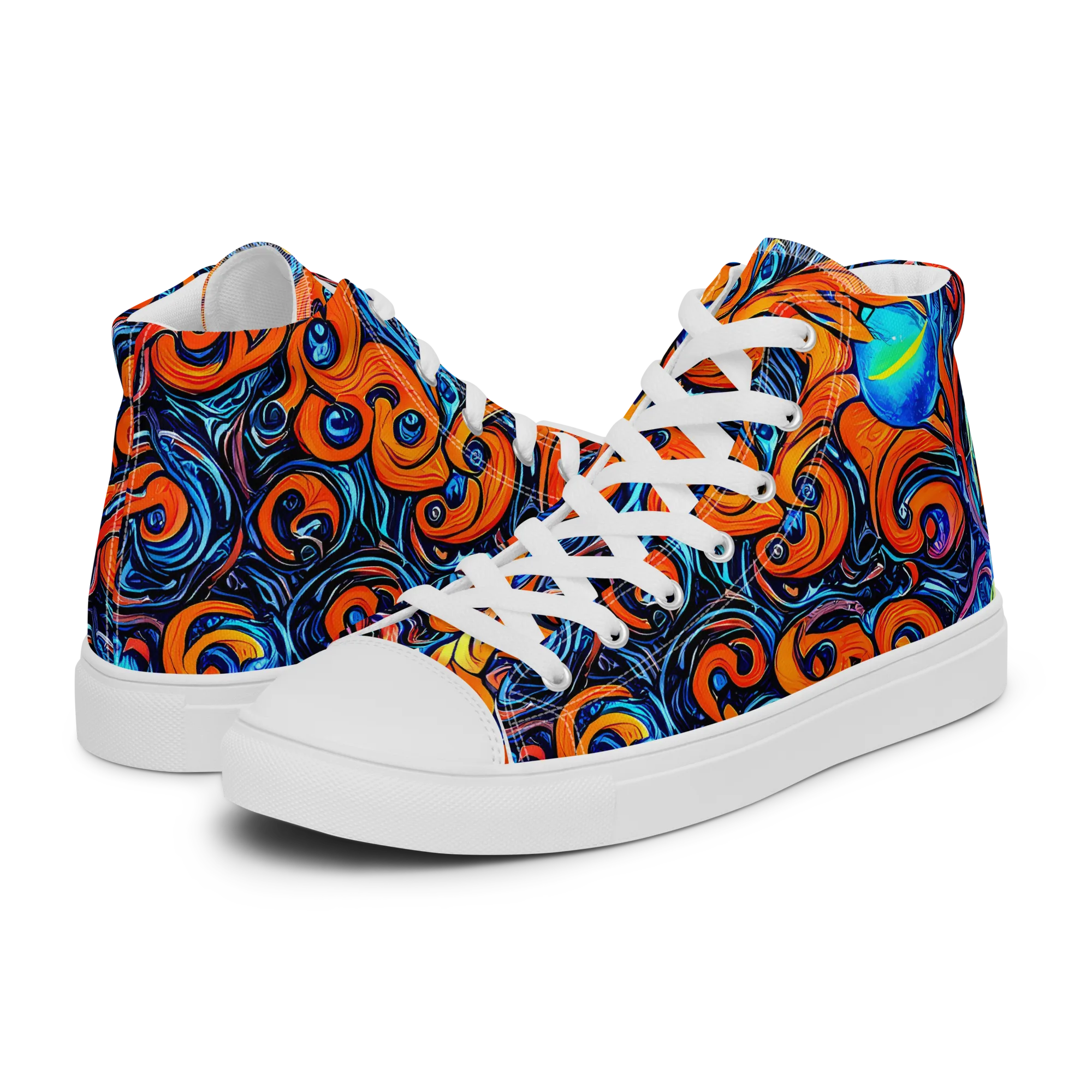 Inferno Current on Men's High Top Canvas Shoes — Left