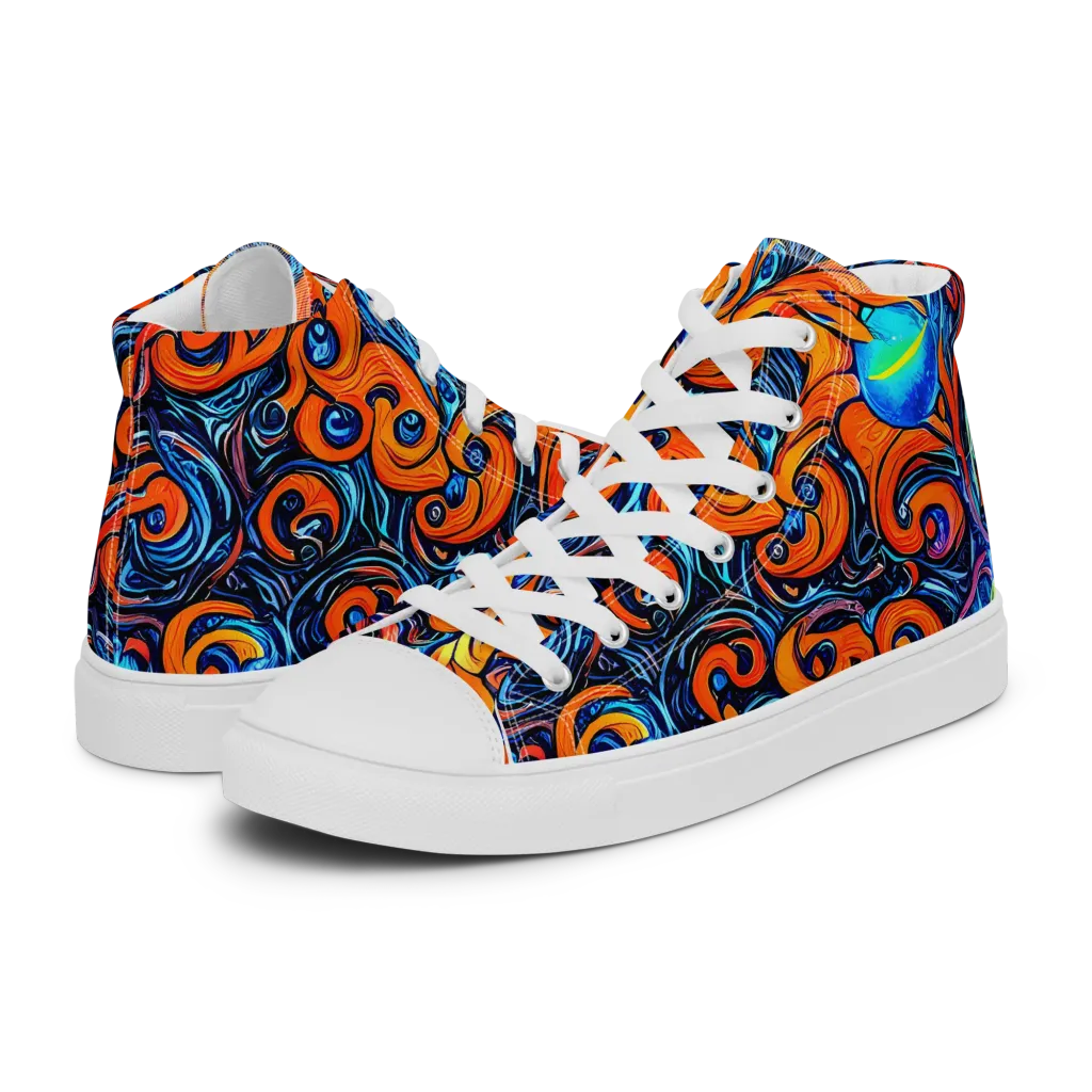 Inferno Current on Men's High Top Canvas Shoes — Left