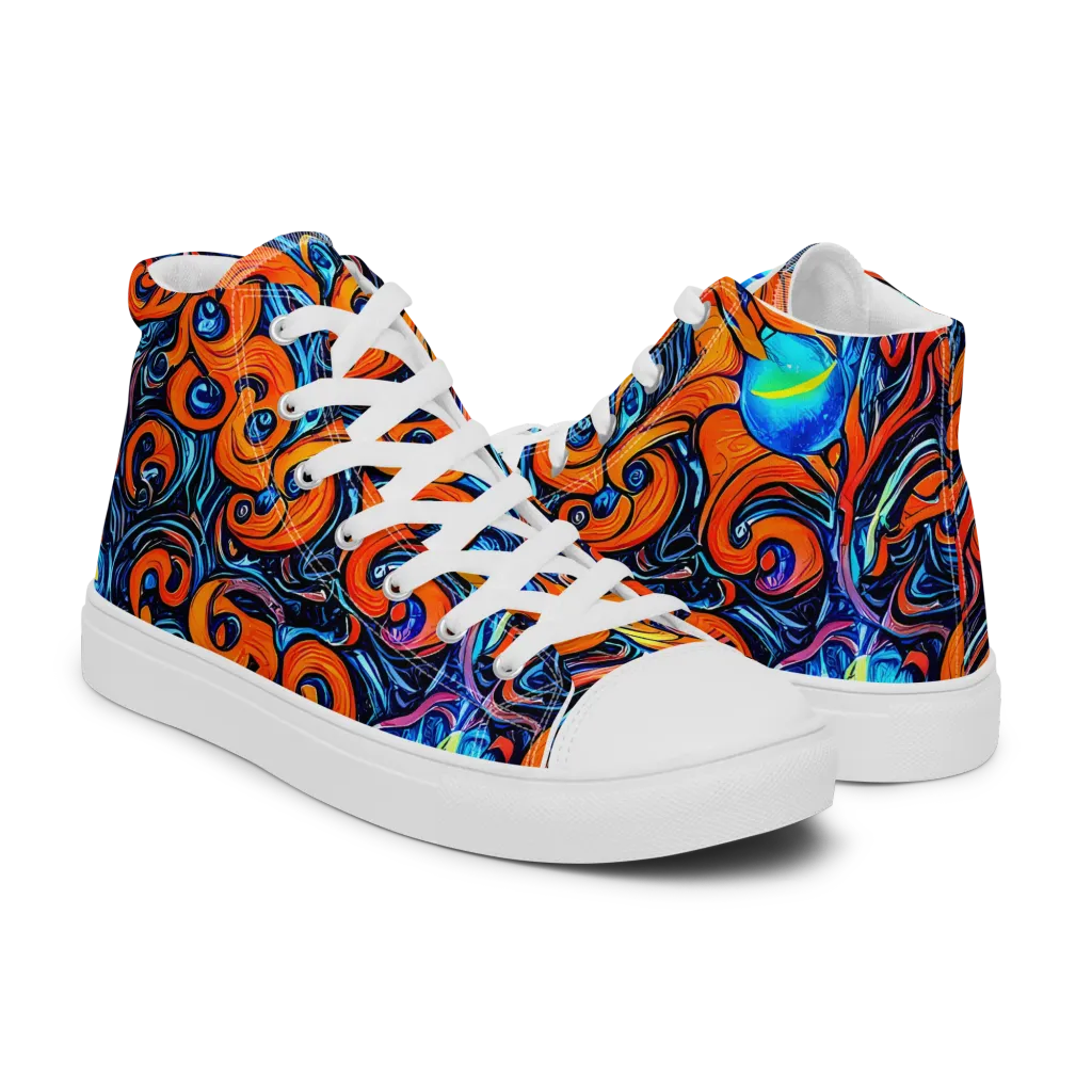 Inferno Current on Men's High Top Canvas Shoes — Right