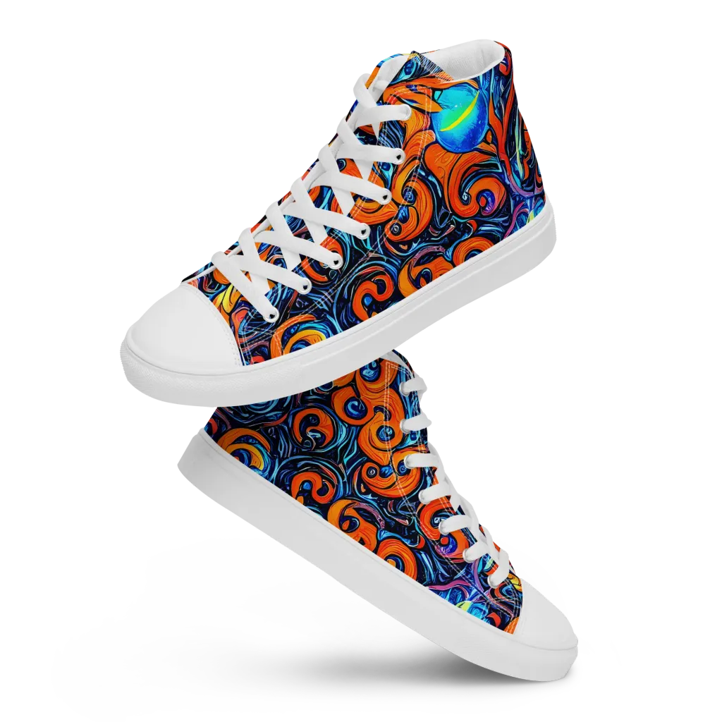 Inferno Current on Men's High Top Canvas Shoes — Front