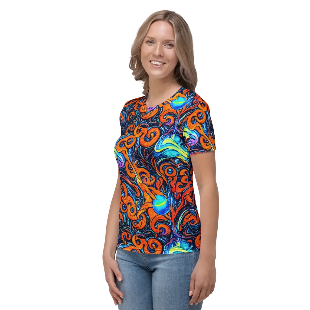 Inferno Current on Women's Crew Neck T-Shirt — Left