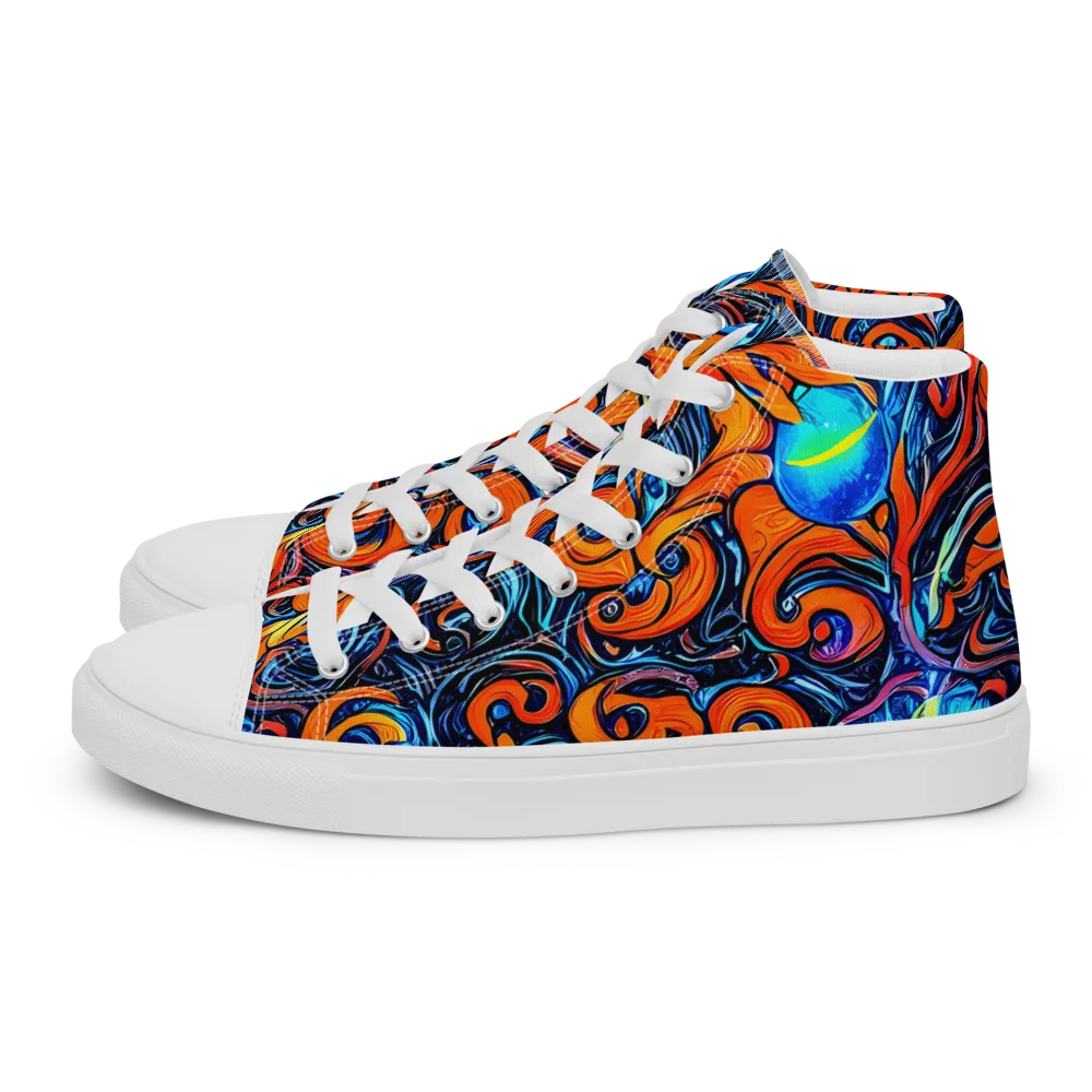 Inferno Current on Women's High Top Canvas Shoes — Left