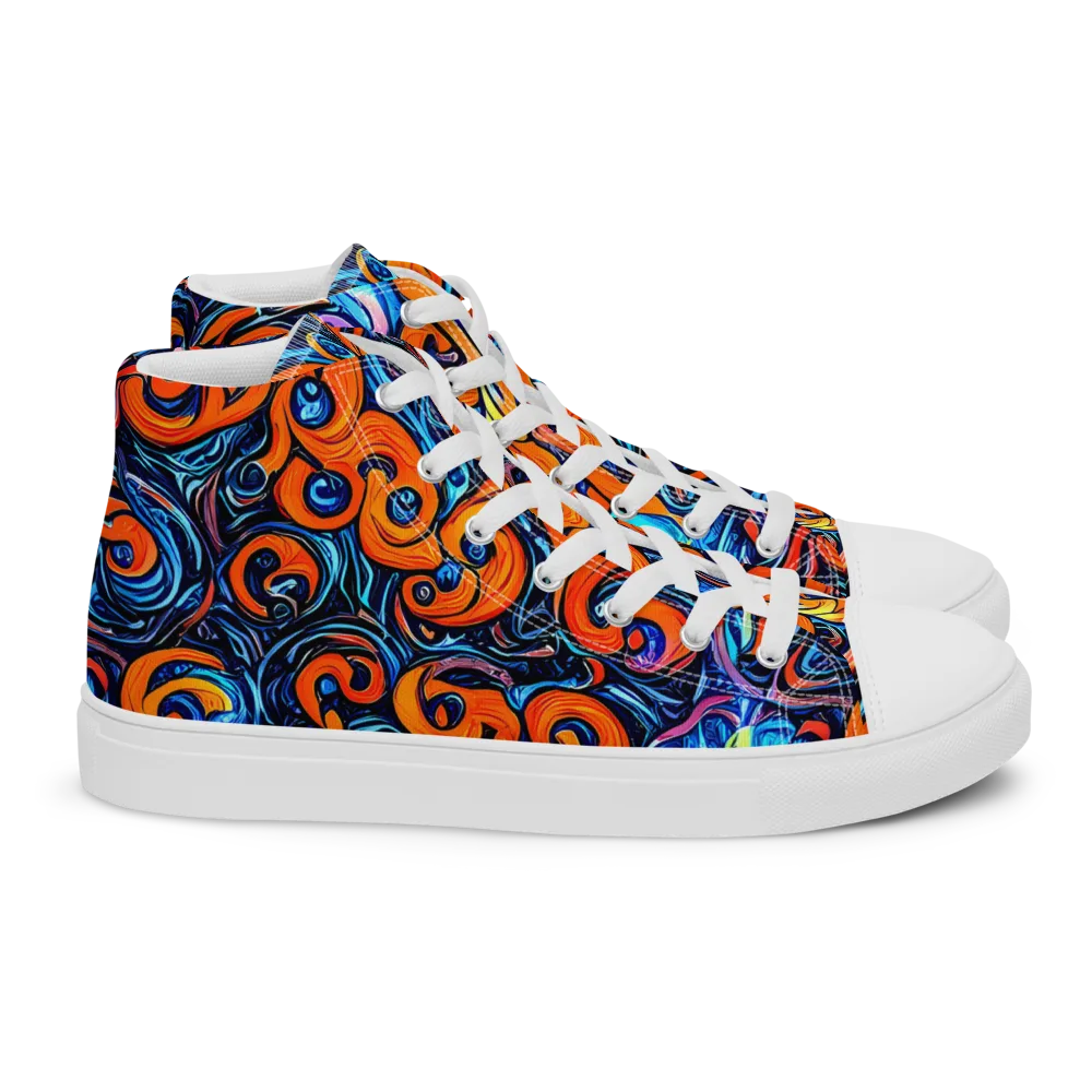 Inferno Current on Women's High Top Canvas Shoes — Right