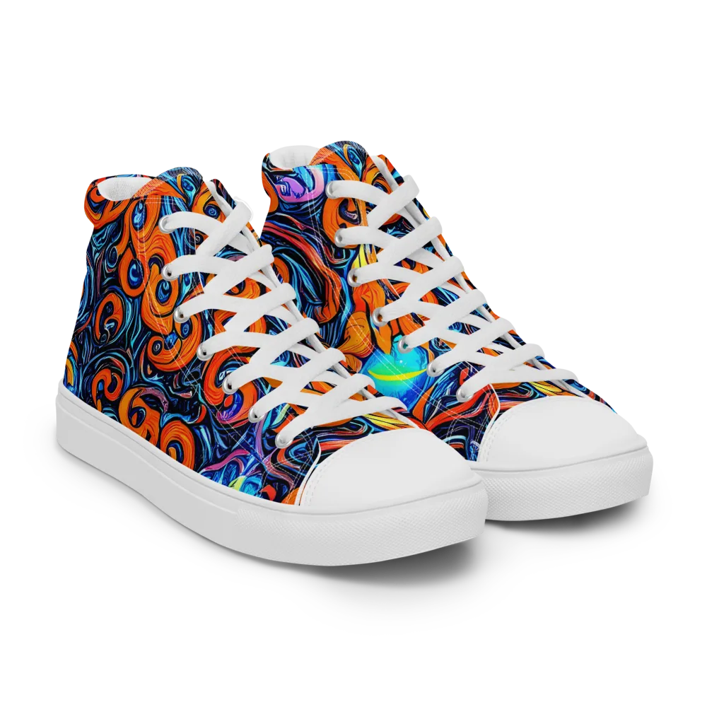 Inferno Current on Women's High Top Canvas Shoes — Right Front