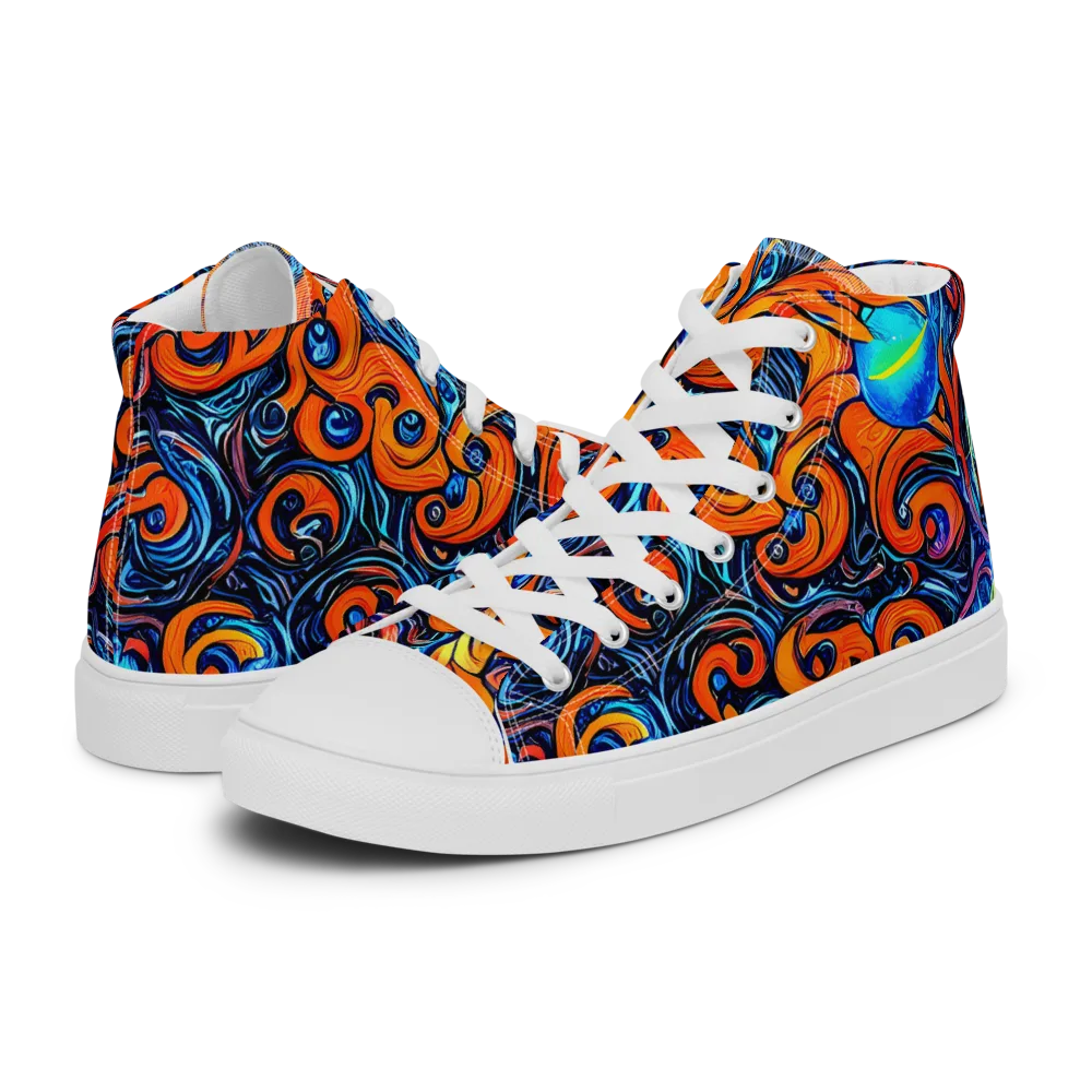 Inferno Current on Women's High Top Canvas Shoes — Left