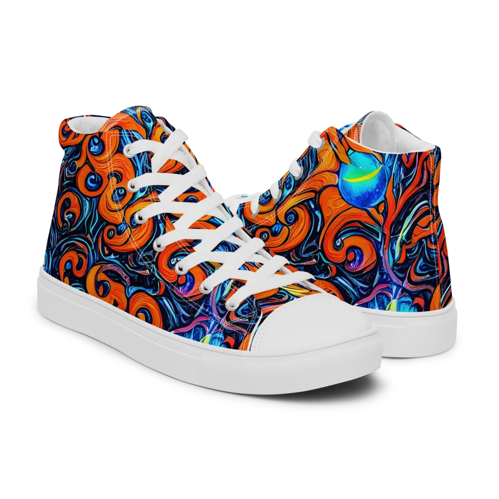 Inferno Current on Women's High Top Canvas Shoes — Right