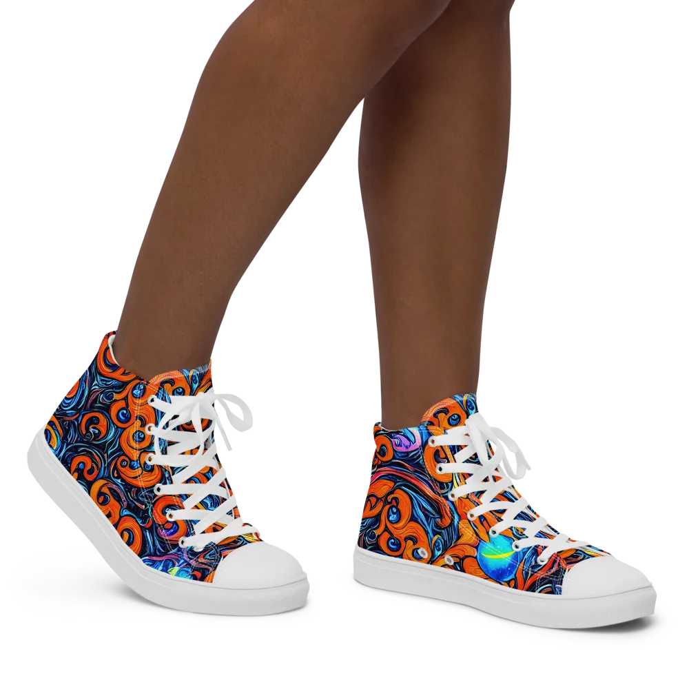 Inferno Current on Women's High Top Canvas Shoes — Right