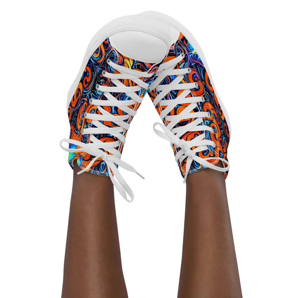 Inferno Current on Women's High Top Canvas Shoes — Front
