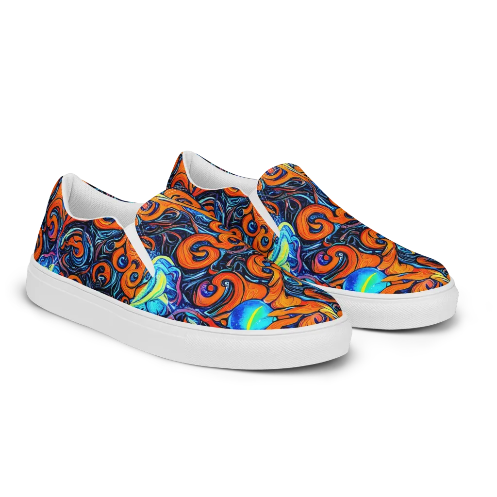 Inferno Current on Men's Slip-On Canvas Shoes — Right Front