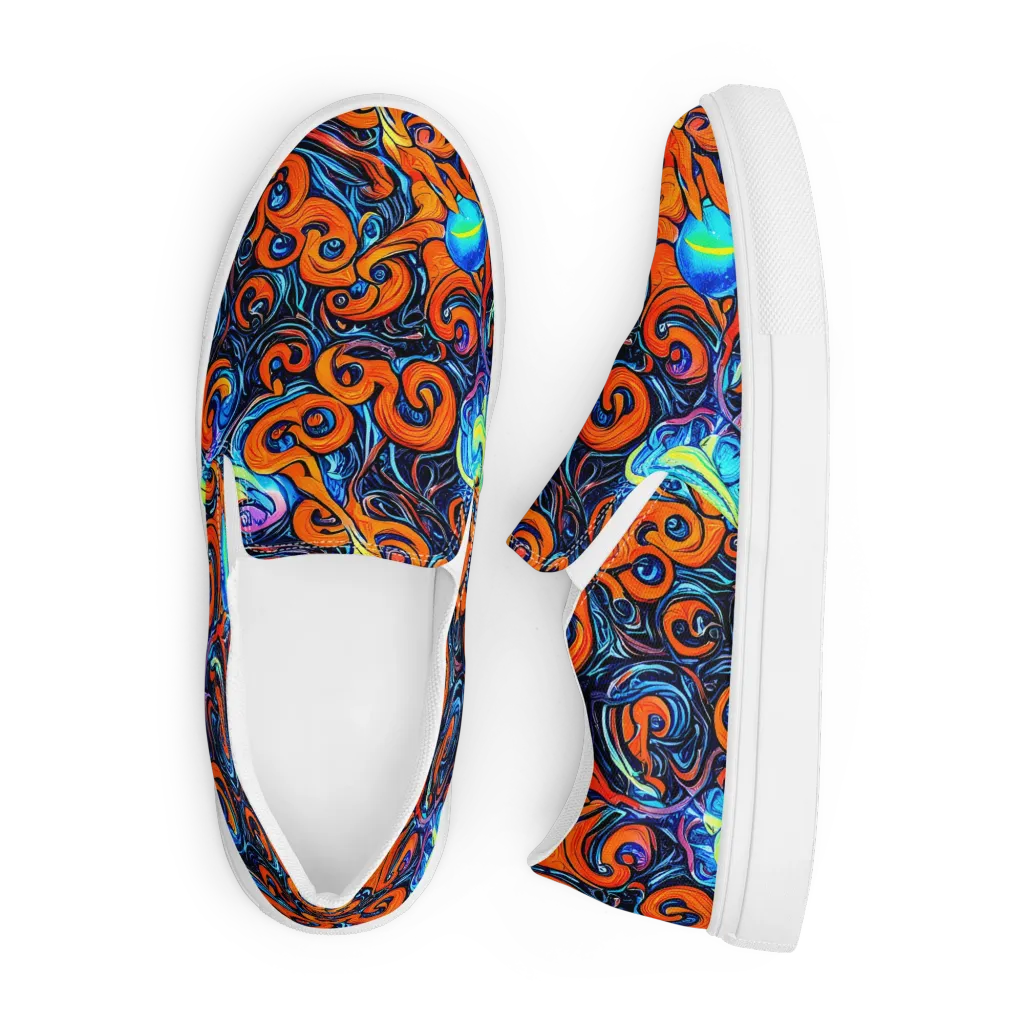 Inferno Current on Men's Slip-On Canvas Shoes — Front