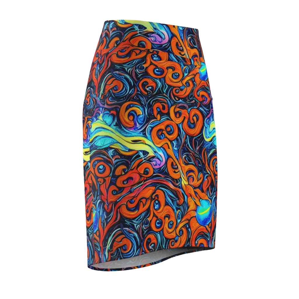 Inferno Current on Pencil Skirt — Front Side