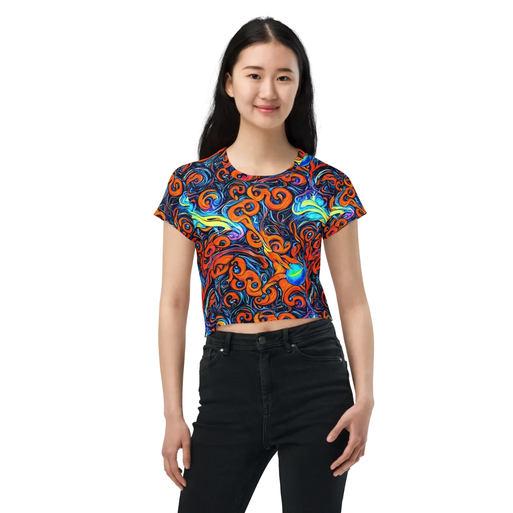 Inferno Current on Crop Tee — Front
