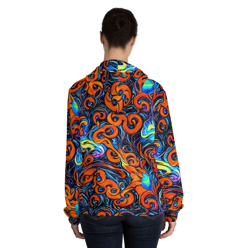 Inferno Current on Women's Full-Zip Hoodie — Back On Person