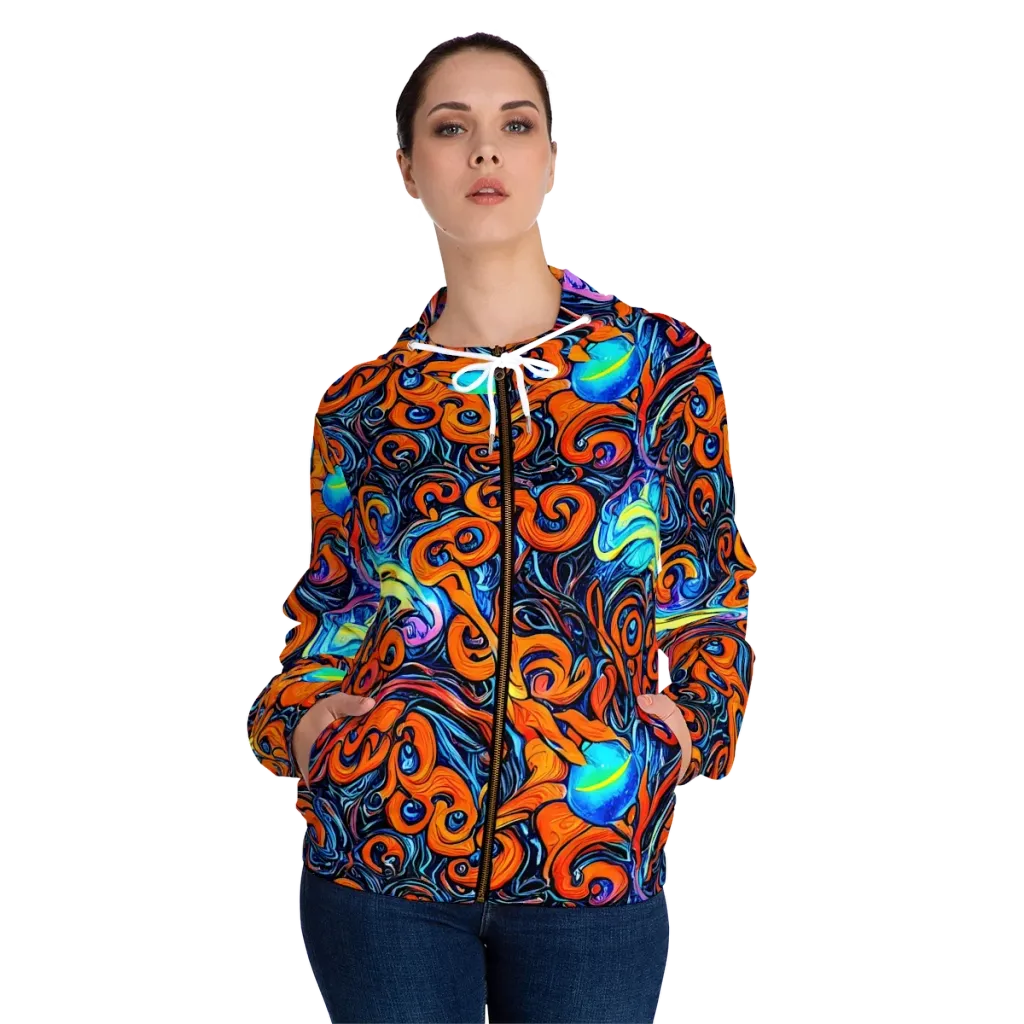 Inferno Current on Women's Full-Zip Hoodie — Front On Person